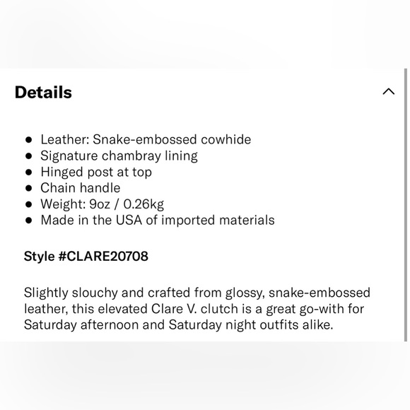 Snakeskin clutch by Clare V - Picture 6 of 6